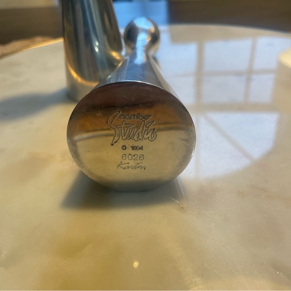 Vintage Nambe Studios 6026 Pair of Candle Holders 1994 Modern Minimal MCM - Picture 2 of 4